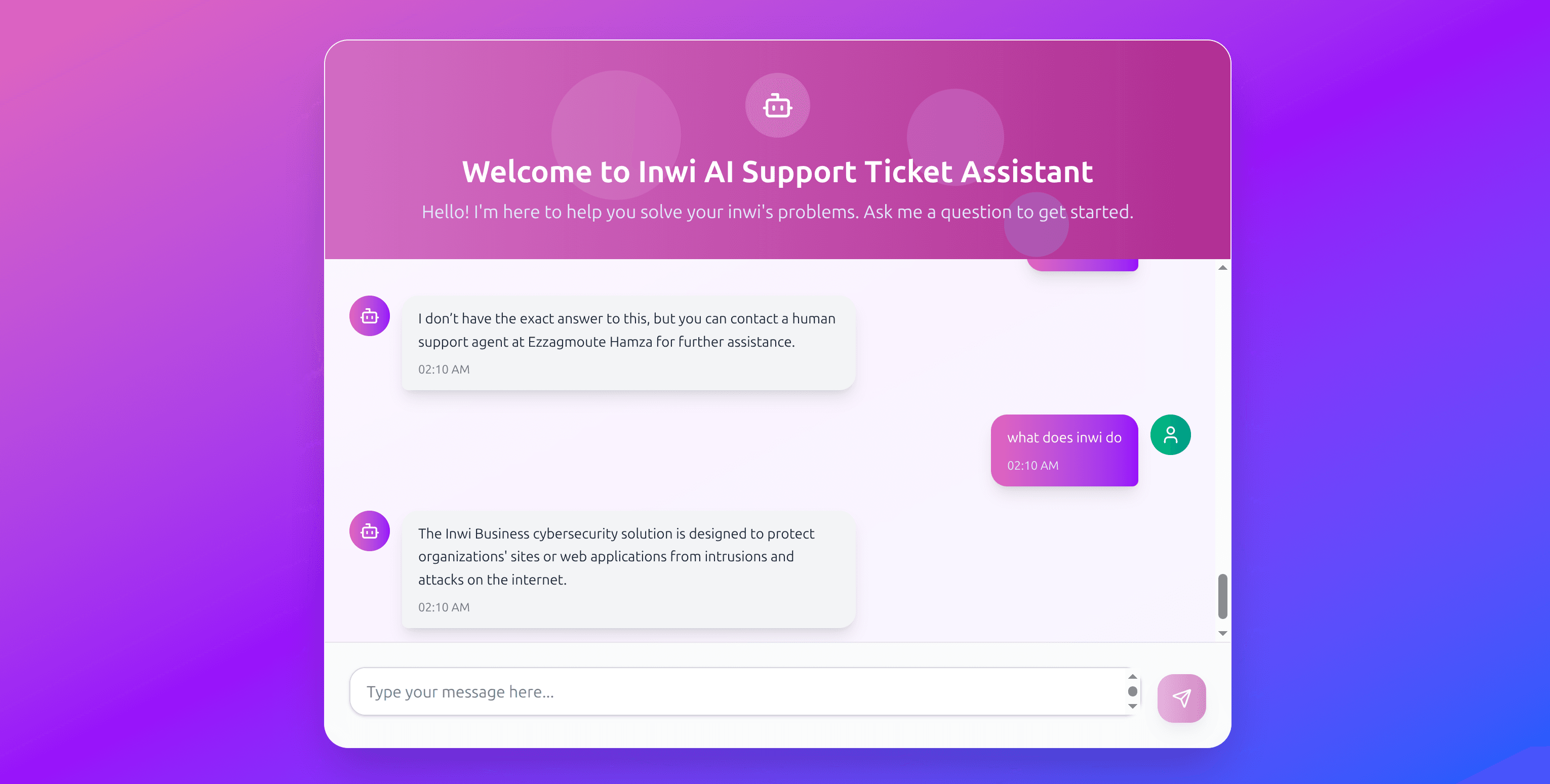 RAG AI Chatbot Assistant for Inwi (Telecom Company)